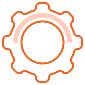An icon of a gear showing optimization.