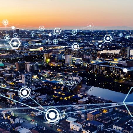 An image of smart city and communication network concepts